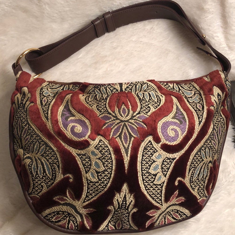 MAXX fabric and leather shoulder strap purse